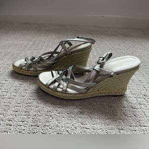 Cole Haan Sandals Meadow Strap Wedge II Metallic Strappy Spadrilles